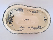 Ancien bidet en faïence Motif asiatique Samouraï et pêche