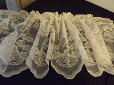 NEW FLORAL VINE LACE VALANCE Lorraine Home Fashions IVORY 61Wx18" SCALLOPED NIP