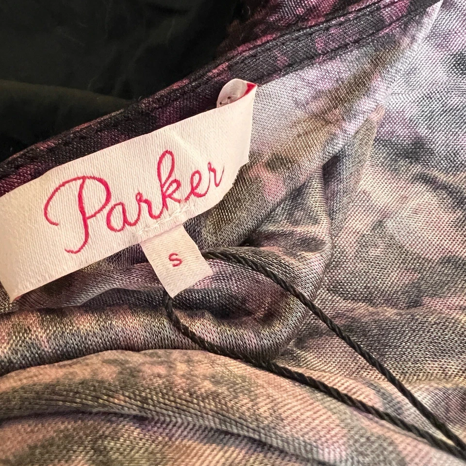 Top envolvente Parker púrpura negro envolvente cuello en V manga larga auto lazo pequeño Foto 4 de 4