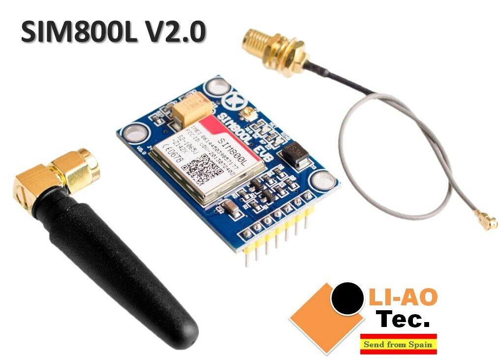 SIM800L V2.0 5V Wireless GSM GPRS MODULE Quad-Band with Antenna Cable Cap