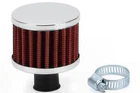 18mm Medium Crankcase Breather Filter RED/CHROME Universal Fitment, Oil Vent