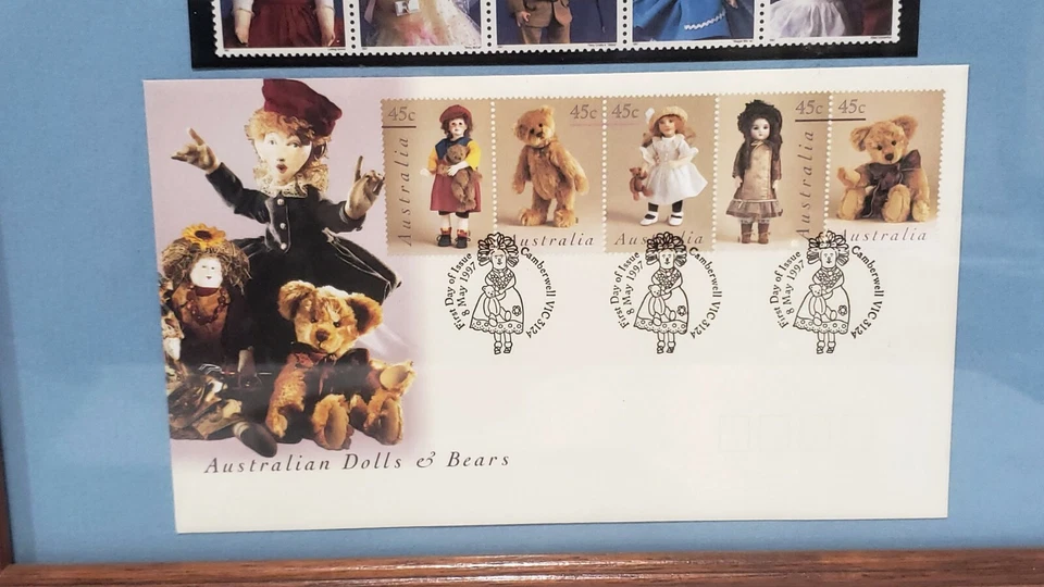 Framed Classic American Dolls USPS Stamps 15 32 Cent sheet Australian Bears - Image 4 of 4