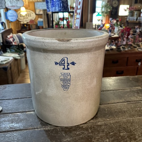 Antique 4 Gallon White Hall Illinois Crock