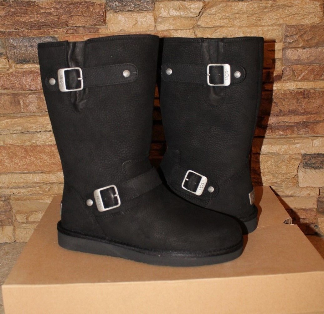 SUTTER Leather Buckle Boots BLACK 