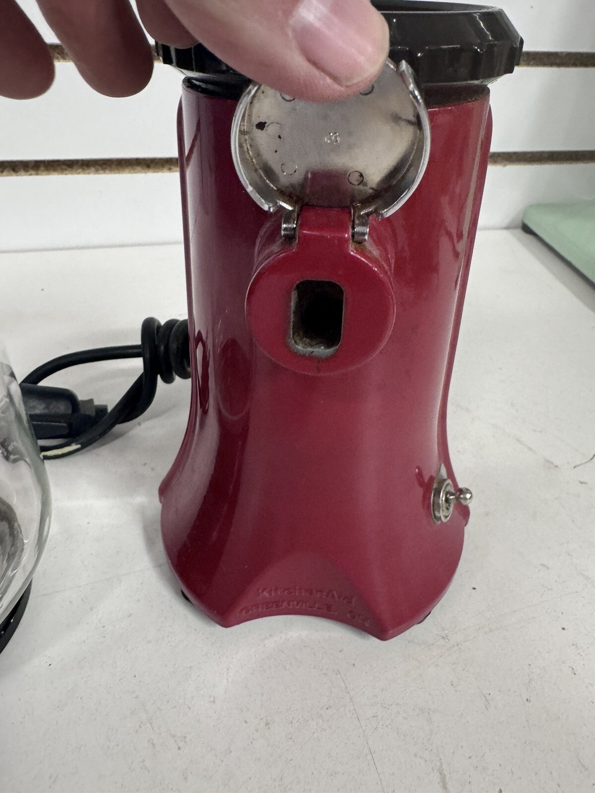 VTG KitchenAid Coffee Mill Grinder Red With Glass Top Nice Cond