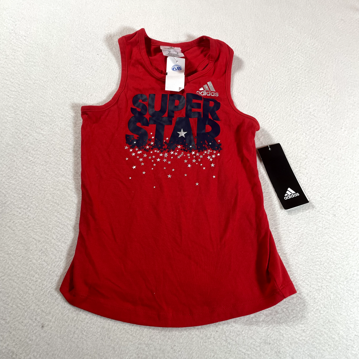 Adidas Tank Top Youth Size 6 Red Super Star Sleeveless Shirt Girls Gym  Athletic