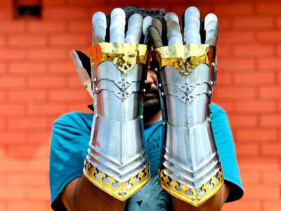 Medieval Armor Gauntlet SCA LARP Functional Steel Gloves gauntlet