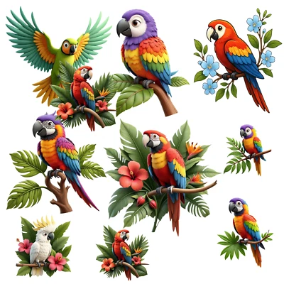 DIGILIX Autoaufkleber Sticker Papageienliebe Aufkleber Auto Vogel Sticker Tropen