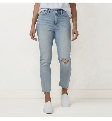 Skinny Ankle Raw Hem Jeans Stretch 
