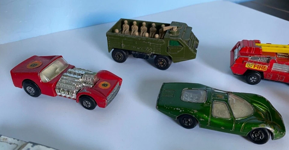 Vintage Lesney Matchbox Series Lot of 7 Superfast Jeep Tractor Fire Army Police - Image 4 of 4