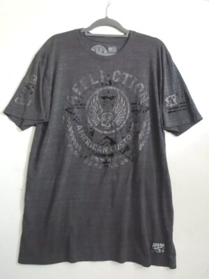 Affliction T Shirt Mens size 2XL Dark Gray  American Customs  Skull Star USA