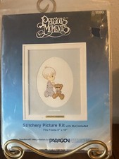 1984 Paragon Precious Moments Picture Emboidery Kit 8x10 1081  God Loves Me  