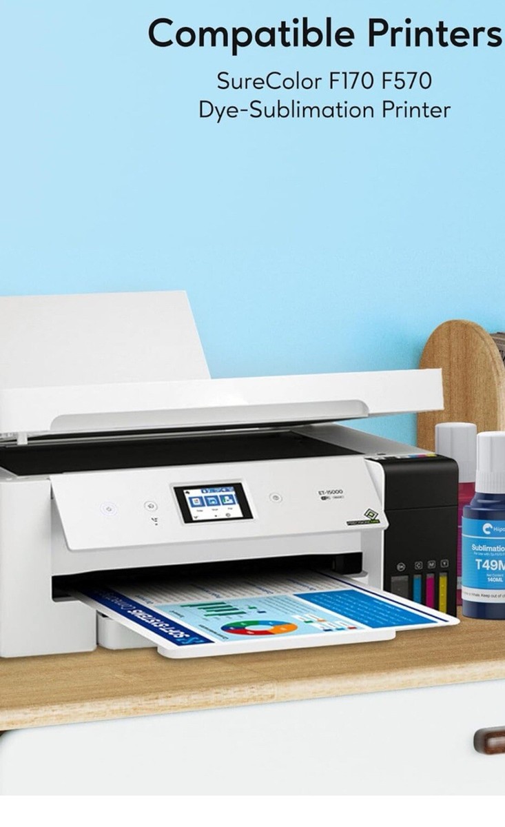 Dye Sublimation Ink HEG T49M Sublimation Ink Cartridges For F170/F570 Printers - 560ML Anti-Fade Ink Set HEG T49M Sublimation Ink For Epson F170 F570 Printer 560ML