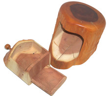 Red Cedar Stash Box Hidden Drawer Jewelry Trinket Log 1989 Vintage