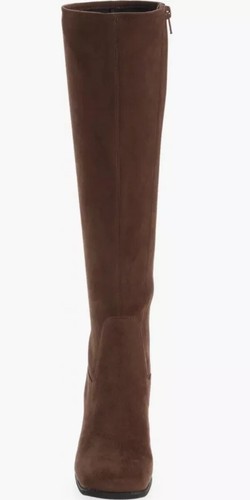 Jeffrey Campbell HOTLAVA-K2 Brown Suede Block Heel Squared Toe Knee High Boots 9 - Picture 2 of 10