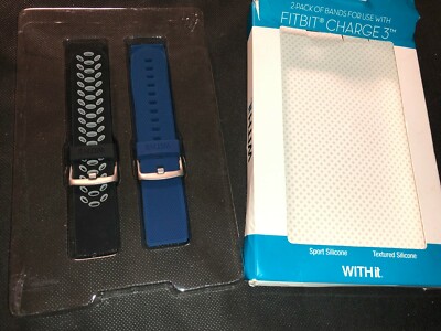 WITHit - Band Kit for Fitbit Charge 3 (2-Pack) - Black/Gray/Blue ...