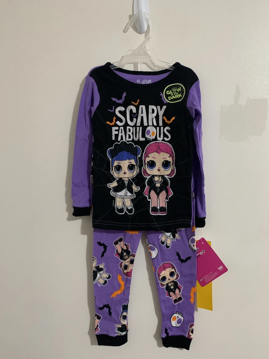 Lol Surprise Girls Halloween Long Sleeve Pajama 2 Piece set Purple Size 4
