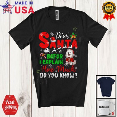 Santa Before I Explain; Christmas Samoyed Santa Naughty; Snowing Family T-Shirt