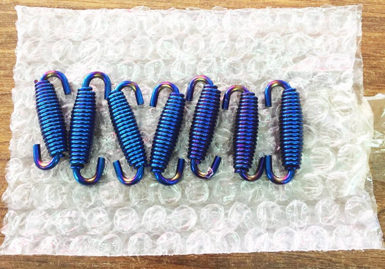 6x Sistema de Tubulação Silenciador de Escape Azul Motocicleta Racer Molas Giratórias/Puxador/Gancho - Imagem 3 de 4