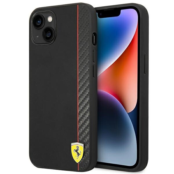 Phone Case iPhone 14 Ferrari Faux Leather Black Logo