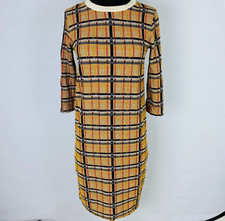 Zara Dress Womens Mustard Multicolor Plaid Midi Dress Short Sleeve Size XS