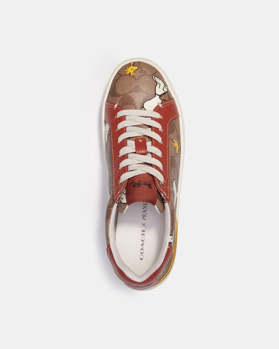 【Coach X Peanuts】プリント CLIP LOW TOP スニーカー CE860 COACH PEANUTS CLIP LOW TOP SNEAKER SHOES SIGNATURE CANVAS