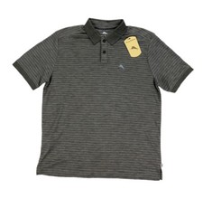 NEW Tommy Bahama "Gulf Coast" Short Sleeve Mens Polo Shirt Striped Coal Gray