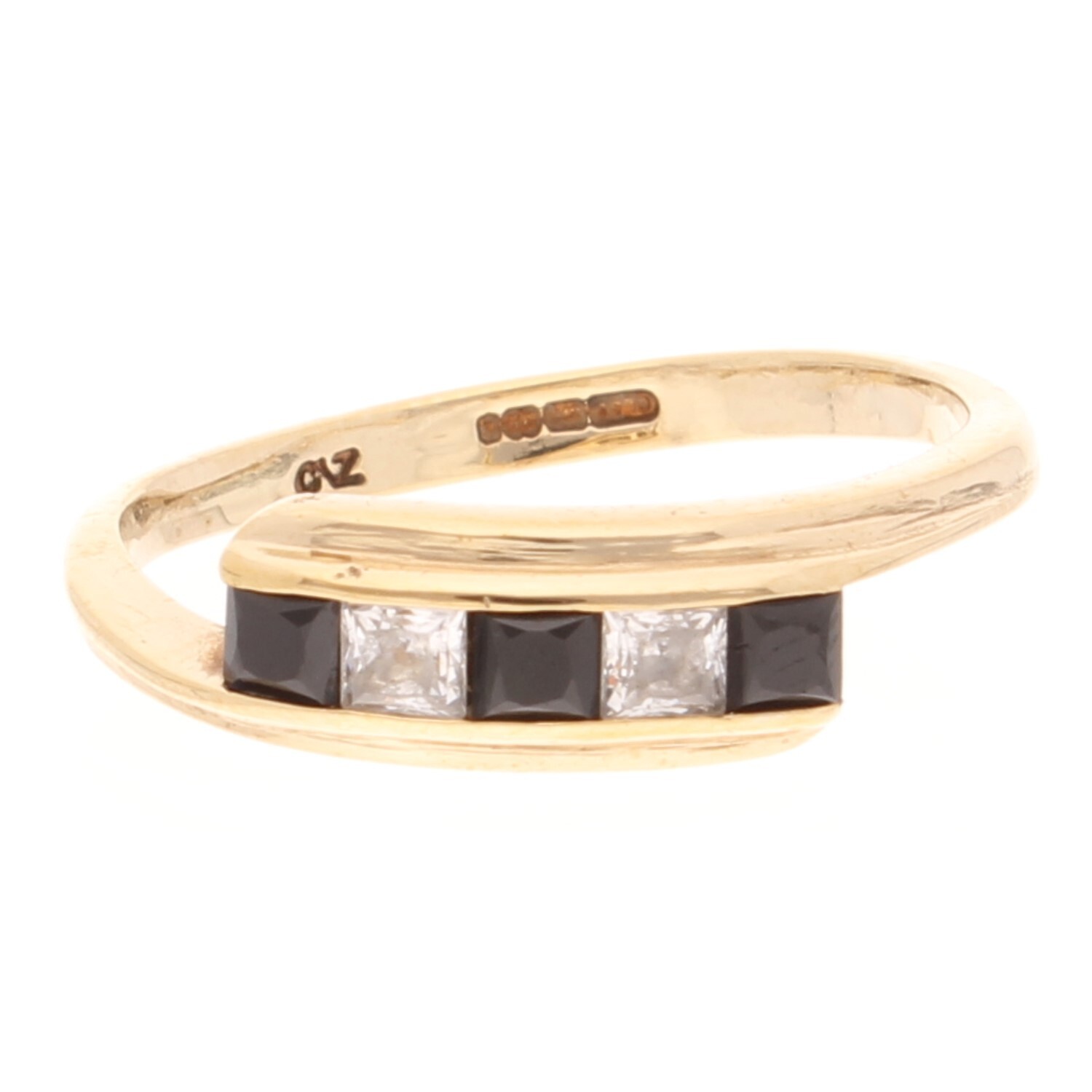 9Carat Yellow Gold Sapphire & Cubic Zirconia Eternity Ring (Size N) 5.5mm Widest