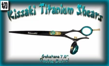Kissaki Hair Scissors 7.0" Gokatana Black Blue DOUBLE SWIVEL Hair Cutting Shears