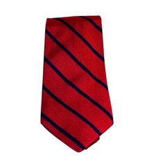 Brooks Brothers 100% woven in England made in USA Festive red blue striped tie 