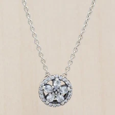 Authentic Pandora Snowflake Collier Pendant Necklace 399230C01-45 W Suede Pouch