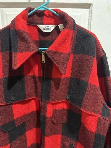 Vintage Woolrich  Mackinaw Jacket Buffalo Plaid Wool Hunting Coat USA Size  XL - product listing photo
