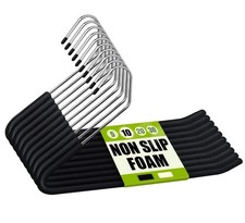 Open Ended Non Slip Sponge Padded Pants Hangers - Chrome Plating Foam Heavy D...