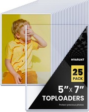 25 Pack 5x7 Toploaders, Rigid PVC Hard Plastic Photo Sleeves, 39PT