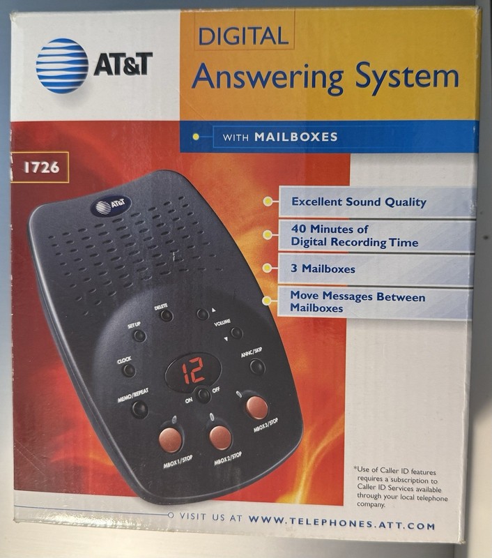 AT&T 1726 Digital Answering System Machine With 3 Mailboxes TESTED