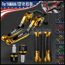 For YAMAHA YZF R1 R3 R6 Brake Clutch Levers Handlebar and Hand Grips End Caps