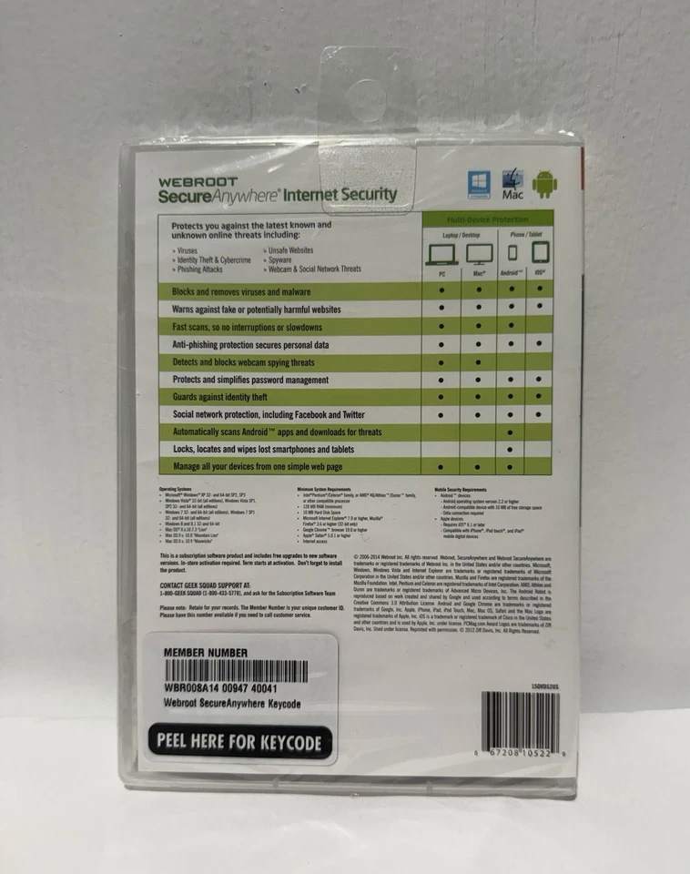 New Webroot SecureAnywhere Internet Security & Antivirus Windows & Mac 3 Devices - Image 2 of 2