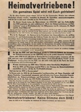 Election leaflet displaced persons! No Voice To The BHE 1950