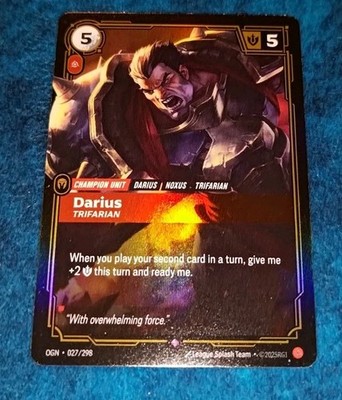 Riftbound TCG League Of Legends Origins Foil Rare Darius Trifarian 027/298