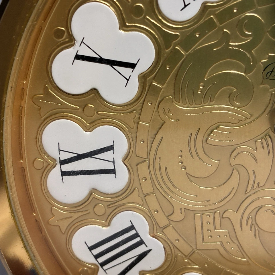 Vtg Bucherer Brass Clock with Enamel Numbers Desk or Table Clock 8 Day 15 Jewel - Image 4 of 4