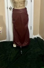 NWT Halara High Waisted Tummy Control Ruched 2-in-1 Fleece PU Midi Casual Skirt