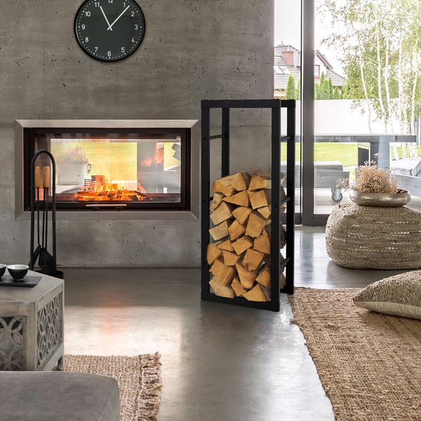 Kaminholzregal Feuerholzregal KaminholzstäNder Brennholzregal Stahl 40X100X25 Cm-image