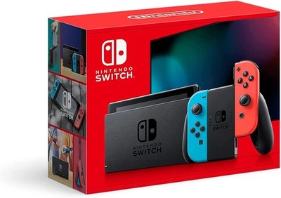 Nintendo Switch  with Neon Blue and Neon Red Joy Con 