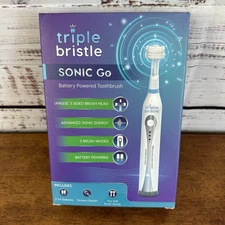 NEW/Open Box Triple Bristle Sonic Go Battery 3-Sided Electric Toothbrush 