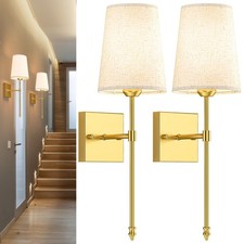 Battery Operated Wall Sconce Set of 2, Gold Rechargeable Dimmable RGB Wireles...