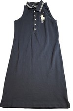 Polo Ralph Lauren Embellished Big Pony Navy Blue Cotton Tennis Casual Dress XXS