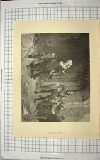 Antique Old Print 1898 Roe Fine Art Traitor'S Wife Ladies Fashion Skating 19th