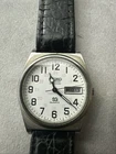 Mens Vintage Seiko 7123-8429 SQ Railroad Day Date 34.5 MM NEEDS REPAIR