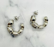 BOTTEGA VENETA Silver Tone Bubble Hoop Earrings - Pre owned / MJ6384