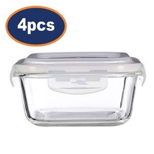 Image of Freska 4pc 800ml Borosilicate Glass Lunch Box Food Container Airtight Lid Set